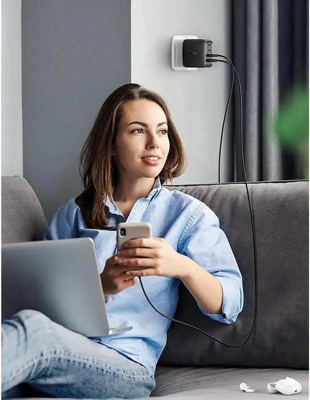 Alt view image 2 of 6 - 65W USB C Charger [GaN Tech & USB-IF Certified], PD 3.0 Adapter with 4-Port, Support iPhone Fast Charging, Compatible with MacBook Air/Pro 13/16, iPad Air/Pro, Galaxy, iPhone 11/XS/XR