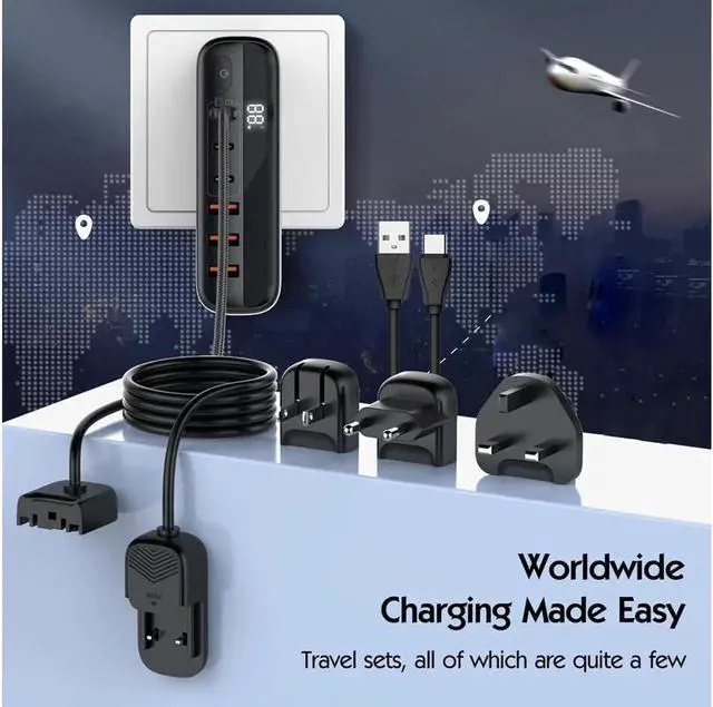 Alt view image 6 of 7 - 6-Prots USB C 140W Fast Charger QC3.0 USB PD3.0 Muti Ports GaN Charger Mobile Phone Quick Charging Type C Charging Station Hub for iPhone Xiaomi Samsung - Black