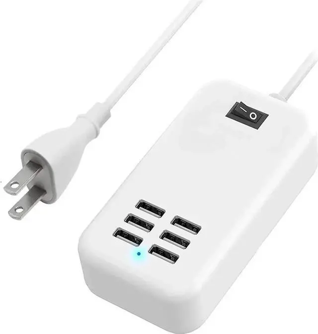 Main image of 6 Ports USB Charger Hub Desktop US Plug AC Power Wall Travel Charging Adapter Slots Charging Station Extension Socket Outlet with Cable
