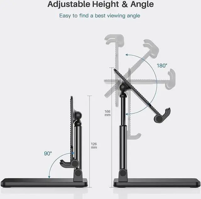 Alt view image 3 of 7 - Cell Phone Holder Adjustable Desktop Cell Phone Stand Cradle Dock Compatible Tablet Stand iPhone Stand Foldable Phone Stand for Desk Thick Case Phone Compatible 4-13in Phone iPad,Tablet