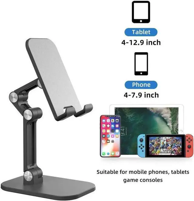Alt view image 2 of 7 - New Upgraded Foldable Cell Phone Stand, Portable Phone Holder Adjustable Phone Dock Cradle Compatible with iPhone Pro Max Samsung Galaxy Small Tablets and Other Phones,4-12.9Inches Black