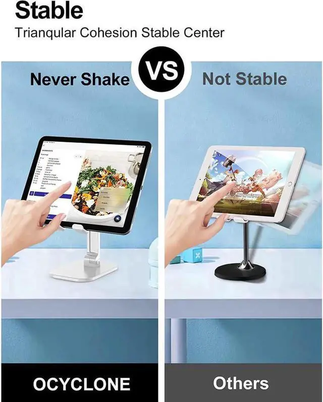Alt view image 6 of 6 - Desktop Phone Holder Stand For iPhone iPad Adjustable Desktop Tablet Holder Universal Table Cell Phone Stand Compatible with 4"-12.9"Mobile Phone/Tablet/Kindle/ Smartphones, White