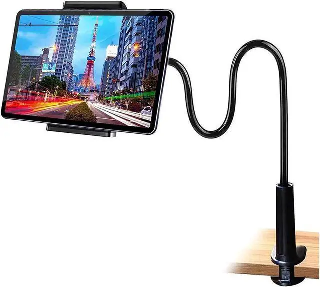 Main image of Gooseneck Tablet Stand and Cell Phone Holder, Phone Mount Stand for iPad Mini Air/iPhone/Samsung Galaxy Tabs/Amazon Kindle Fire HD and More 4.5 - 10.5" Devices, Arm Length 30in - Black