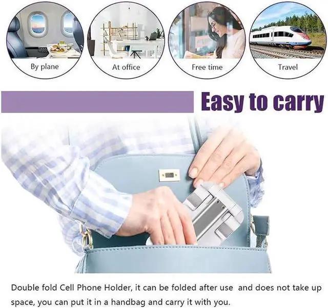 Alt view image 6 of 7 - Upgraded T9 Foldable Cell Phone Stand, T7 Portable Aluminum Phone Holder, Adjustable Phone Dock Cradle Compatible with iPhone Pro Max Small Tablets and Other Phones,4-12.9Inches White