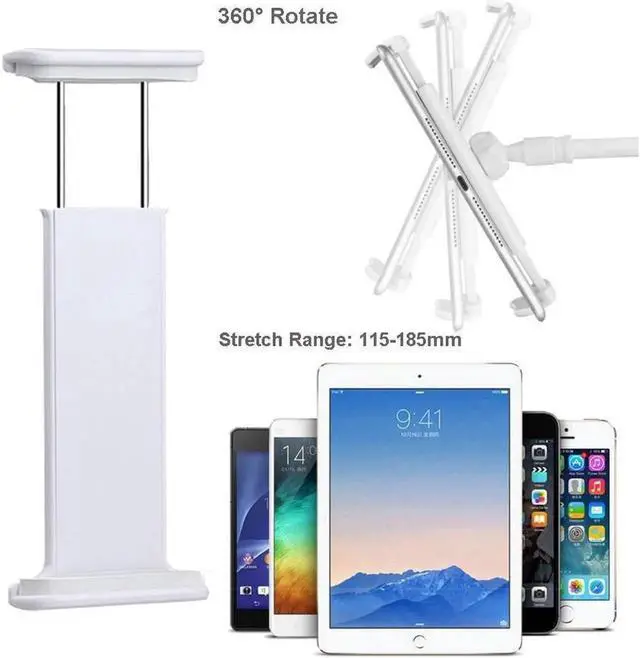 Alt view image 3 of 6 - Gooseneck Cellphone & Tablet 2 in 1 Stand Holder Clip with Strong Flexible Arm Fits 4"-10.6" iPad,iPhone,Galaxy,Google LG,Huawei, Kindle for Bedroom,Office,Desktop,Kitchen