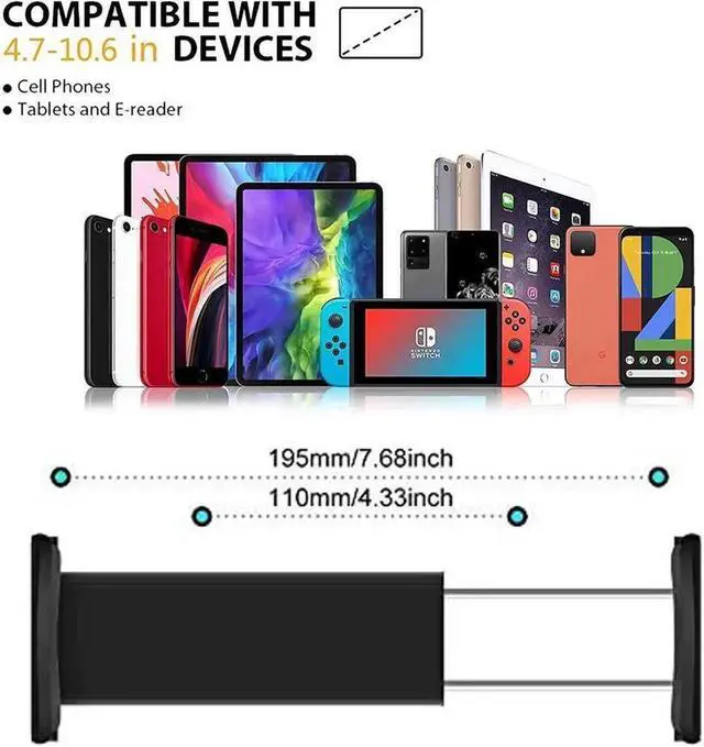 Alt view image 5 of 7 - Gooseneck Tablet Holder - Flexible Arm 360 Mount Clip Bracket Clamp Stand Compatible with iPhone SE 11 Pro XS Max XR X, Samsung, Switch ipad Kindle and More 4.7-10.6inch Devices (Black)