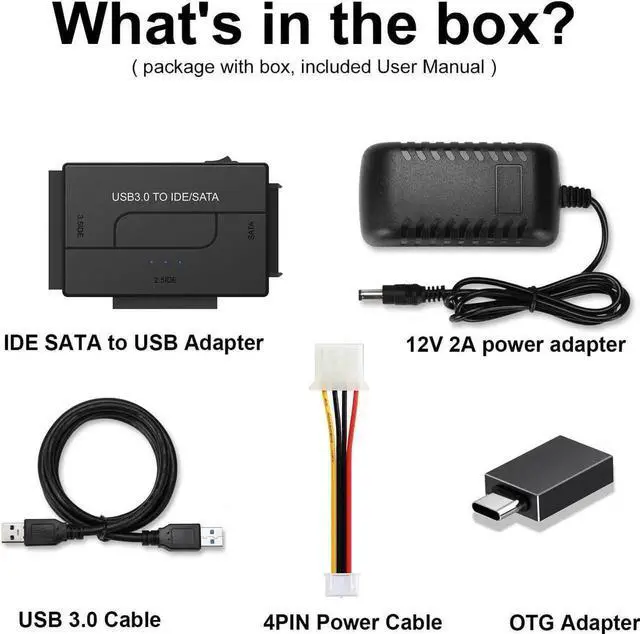 Alt view image 5 of 7 - USB 3.0 to SATA/IDE Adapter, External Hard Drive Reader Ultra Recovery Converter Compatible with 2.5/3.5in HDD/SSD DVD Optical Drive