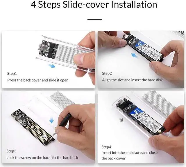Alt view image 6 of 6 - M.2 NVME PCIE SSD to USB 3.1 USB C External Enclosure Only M.2 M-Key to Type C GEN2 10GBPS Adapter M.2 PCIE SSD Hard Disk Box for 2230/2242/2260/2280 PCIe NVMe M-Key SSD up to 2TB-Silver