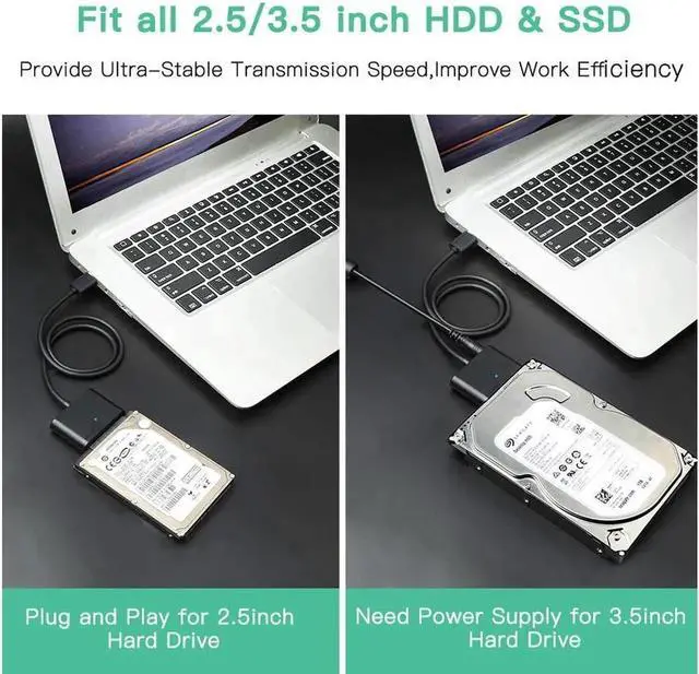 Alt view image 6 of 7 - USB 3.0 to SATA Converter External Hard Drive Adapter Kit for Universal 2.5/3.5 HDD/SSD Hard Drive Disk, Included 12V/2A (UT-3112)