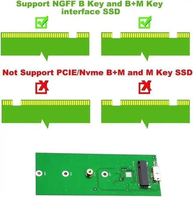 Alt view image 4 of 7 - M.2 Enclosure for SATA B/B+M Key NGFF External SSD Reader and Writer Superspeed 5Gbps M2 HDD to USB 3.0 Adapter Support UASP Compatible for 2230 2242 2260 2280 (NOT for NVME)