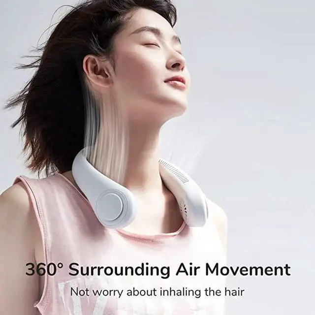 Alt view image 3 of 4 - Gemdeck Portable Neck Fan, 3000 mAh Hands Free Bladeless Fan,Wearable Personal Fan 3 Speeds Green