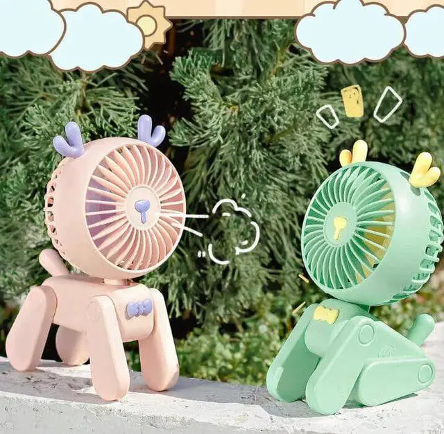 Alt view image 5 of 5 - Gemdeck USB Desk Fan Portable Cute Deer Dog Desk Fan Table Fan