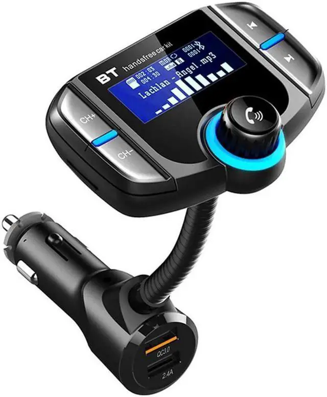 Main image of Bluetooth FM Transmitter for Car, BT 4.2 &QC3.0 Wireless Bluetooth FM Audio Adapter Music Player Car Kit with LED Backlit, Hands-Free Calling, 2 USB Ports, Hi-Fi Music, Support U Disk/TF Card