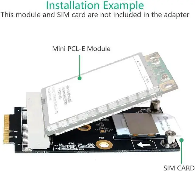 Alt view image 3 of 6 - Mini PCI-E to M.2 Key A/E Adapter Rise Card with SIM Card Slot for WiFi/WWAN/LTE Module Supports Win Linux