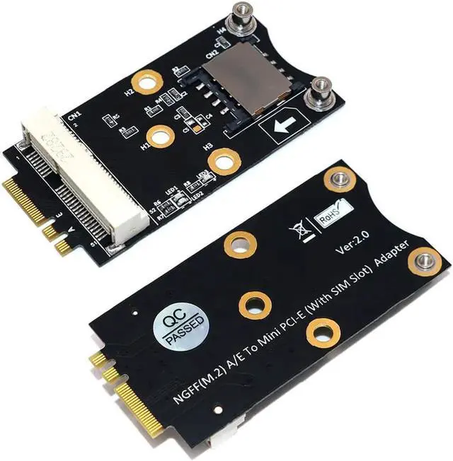 Alt view image 6 of 6 - Mini PCI-E to M.2 Key A/E Adapter Rise Card with SIM Card Slot for WiFi/WWAN/LTE Module Supports Win Linux