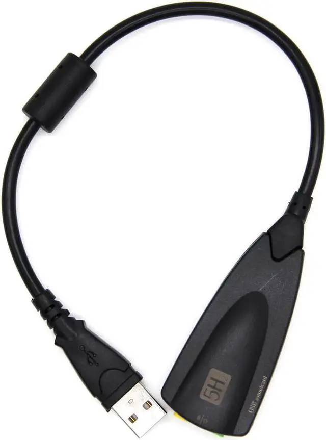 Alt view image 2 of 2 - External USB Sound Card 7.1 Adapter 5HV2 USB to 3D CH Sound Audio Headset Microphone 3.5mm Jack For Laptop PC