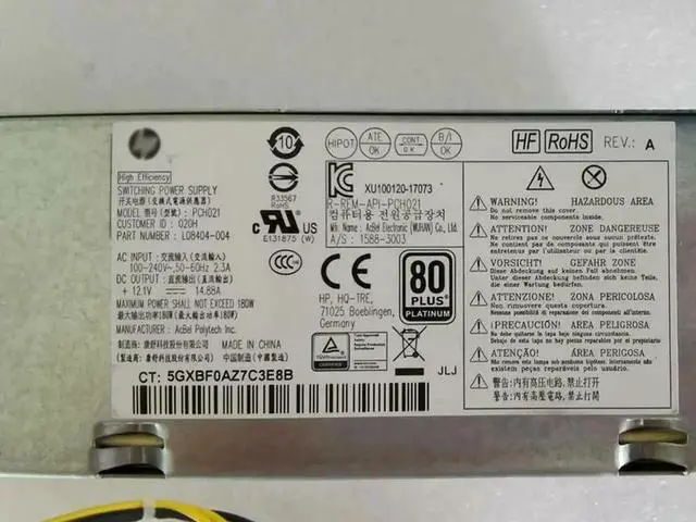 Alt view image 5 of 5 - L08404-004 L08404-002 L08404-001 PCH021 D18-180P1A PA-1181-3HC For ProDesk 600 G5 SFF PSU 180W Power Supply PSU