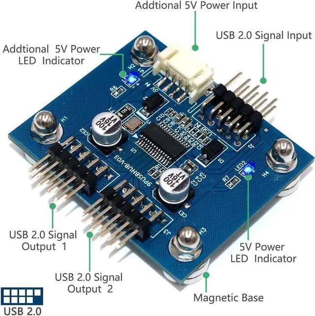 Alt view image 4 of 7 - USB 2.0 9pin Header 1 to 2 Extension Hub Splitter Adapter-Converter MB USB 2.0 Male to 2 Male-30CM 9-pin Cable (90 Degree+SATA Cable)