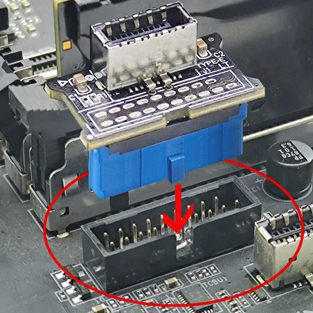 Alt view image 4 of 5 - USB 3.0 Front 19PIN to USB 3.1 Gen 2 Type-C Front Panel Header Type-E 20 to 19 Pin Adapter for Computer Mainboard