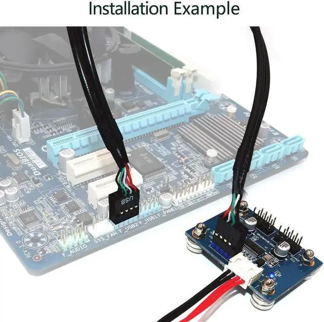 Alt view image 3 of 7 - USB 2.0 9pin Header 1 to 2 Extension Hub Splitter Adapter-Converter MB USB 2.0 Male to 2 Male-30CM 9-pin Cable (180 Degree+SATA Cabl)