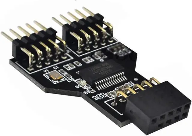 Alt view image 6 of 6 - 9 Pin USB Header Female 1 to 2 Male Board 9-Pin USB HUB USB 2.0 9 Pin Connector Adapter for RGB Splitter with 30cm 60cm Cable (No Cable,2 PCS)