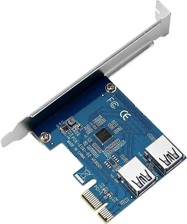 Main image of PCIe 1 to 2 PCI Express 1X Riser Card 2 in 1 PCI-E Expansion Card 2 Ports USB3.0 Adapter for Bitcoin Mining Device Rabbet Ethereum Mining ETH