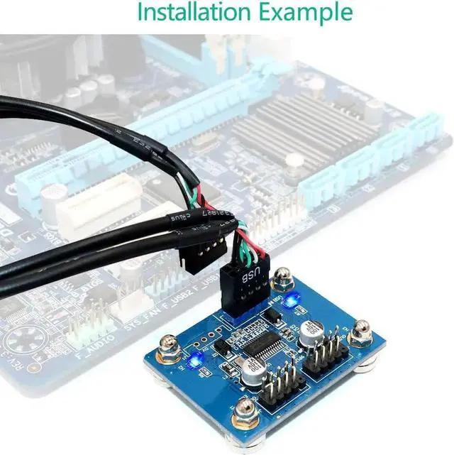 Alt view image 2 of 7 - USB 2.0 9pin Header 1 to 2 Extension Hub Splitter Adapter-Converter MB USB 2.0 Male to 2 Male-30CM 9-pin Cable (180 Degree)