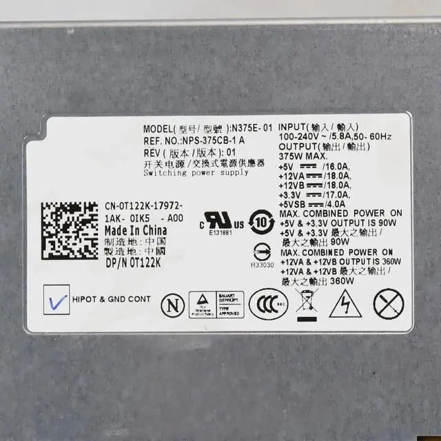 Alt view image 4 of 6 - 360w Server Power Supply for D-ELL PowerEdge T310 N375E-01 DP/N:0T122K Psu