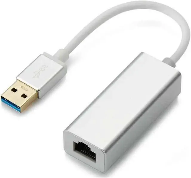 Alt view image 2 of 5 - USB Ethernet USB 3.0 to RJ45 10/100/1000Mbps Ethernet Adapter with indicator Gigabit Network Card USB Lan For Macbook Windows(Silver)