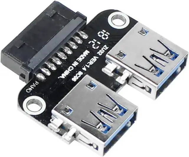 Alt view image 5 of 6 - 20Pin to Dual USB3.0 Adapter Connverter Desktop Motherboard 19 Pin/20P Header to 2 Ports USB 3.0 A Female Connector Card Reader (Horizontal Version)