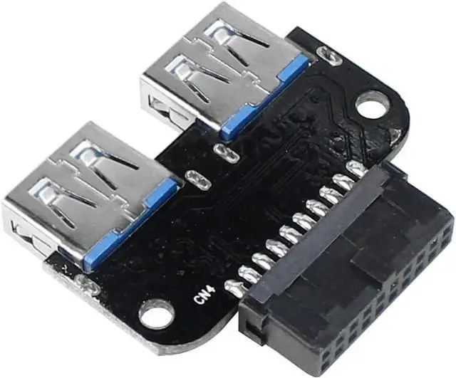 Alt view image 2 of 6 - 20Pin to Dual USB3.0 Adapter Connverter Desktop Motherboard 19 Pin/20P Header to 2 Ports USB 3.0 A Female Connector Card Reader (Horizontal Version)