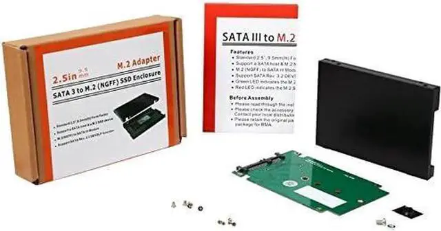 Alt view image 2 of 7 - 2.5" SATA III to M.2 B-Key SATA SSD 2230 2242 2260 2280 2.5" Adapter Aluminum Enclosure SY-ADA40092