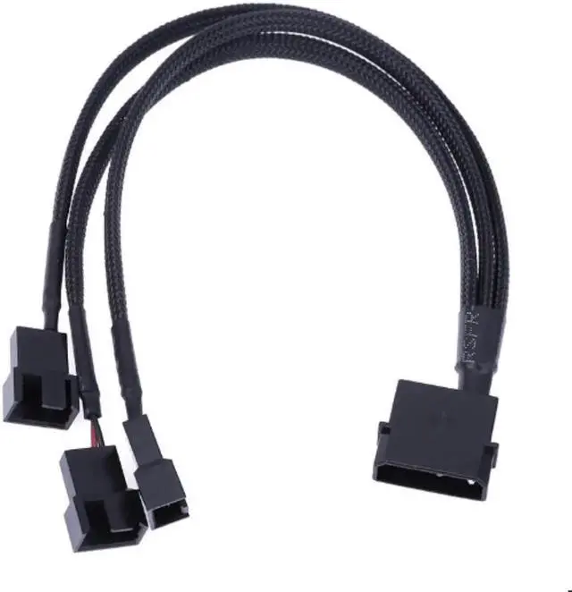 Main image of 4Pin IDE Molex to 3 Port 3Pin/4Pin Cooler Fan Splitter Power Cable Extension Cord Black Sleeved Braided cable connector