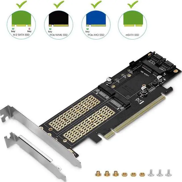 Alt view image 5 of 5 - 3 in 1 NGFF and MSATA SSD Adapter Card, M.2 NVME to PCIE/ M.2 SATA SSD to SATA III/ MSATA to SATA Converter Express Card