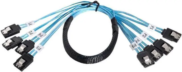 Alt view image 3 of 3 - SAS Internal 4 SATA Host to 4 SATA 7pin Target Hard Disk 6Gbps Data Server Raid Cable 50cm zihan