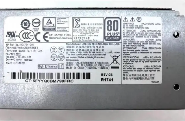 Alt view image 5 of 6 - 901764-001 For 600 G3 SFF 180W Power Supply PSU L08404-002 PA-1181-3HA DPS-180AB-27 A D18-180P1A PCG005