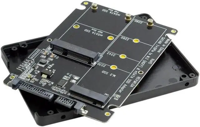 Main image of 2 in 1 Combo M.2 NGFF B-Key & MSATA SSD to SATA 3.0 Adapter Converter Case Enclosure Support SATA Reversion 3.2