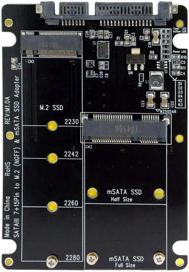 Alt view image 2 of 3 - 2 in 1 Combo M.2 NGFF B-Key & MSATA SSD to SATA 3.0 Adapter Converter Case Enclosure Support SATA Reversion 3.2