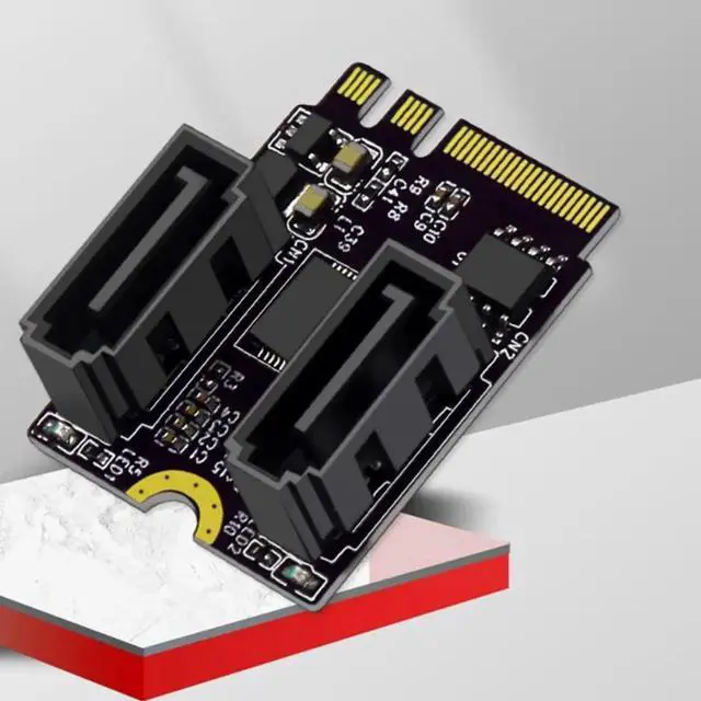 Alt view image 2 of 3 - Riser Card M.2 (A+E Key) to 2-Port SATA3.0 Expansion Card Key A+E Wifi M.2 to SATA Adapter Card Drive JMB582