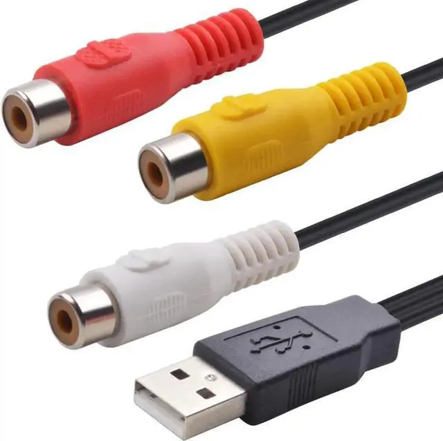 Alt view image 2 of 2 - (2-Pack) USB to 3RCA Cable, USB A 2.0 Male to 3 RCA Female Video Audio Capture Card AV Composite Adapter Cord Cable for PC,MAC