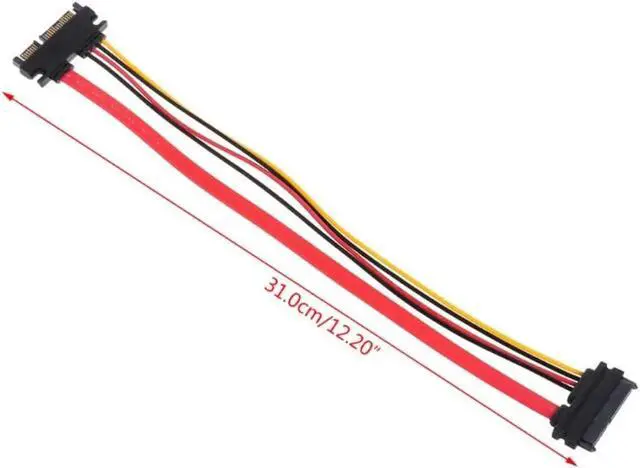 Alt view image 3 of 5 - Cable de alimentación de datos, Cable de extensión macho a hembra SATA Serial ATA, 30cm, 22 pines (15 + 7)