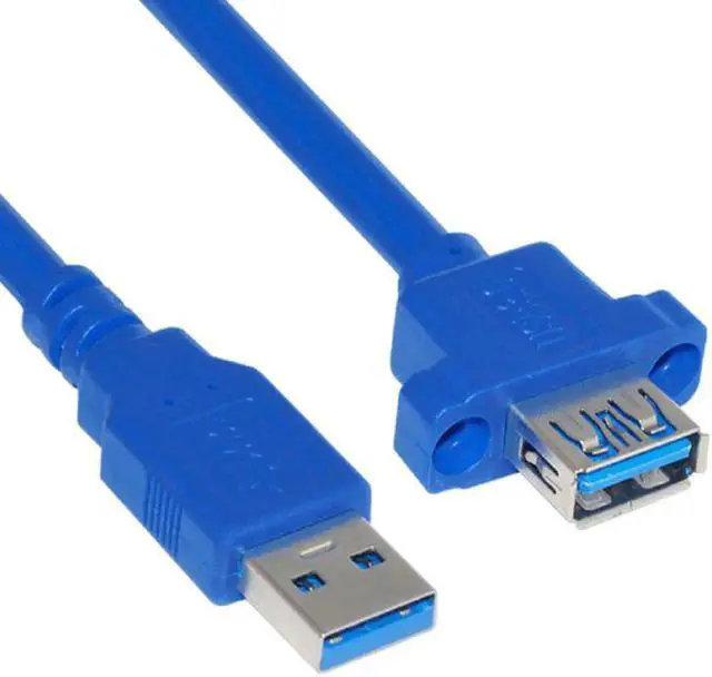 Alt view image 3 of 3 - USB 3.0 A Type Male to Female Extension Cable with Panel Mount Screws Holes