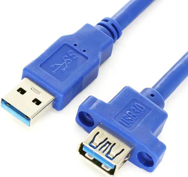 Alt view image 2 of 3 - USB 3.0 A Type Male to Female Extension Cable with Panel Mount Screws Holes