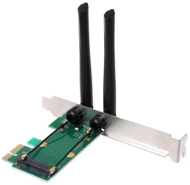 Alt view image 3 of 4 - PCI-E Express to PCI-E Adapter Card Wireless Network Card WiFi Mini 2 Antenna External PC