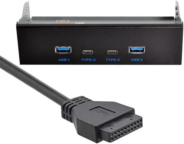 Alt view image 3 of 3 - USB 3.0 HUB 4 Ports Front Panel to Motherboard 20Pin Connector Cable for 5.25" CD-ROM Bay & USB-C