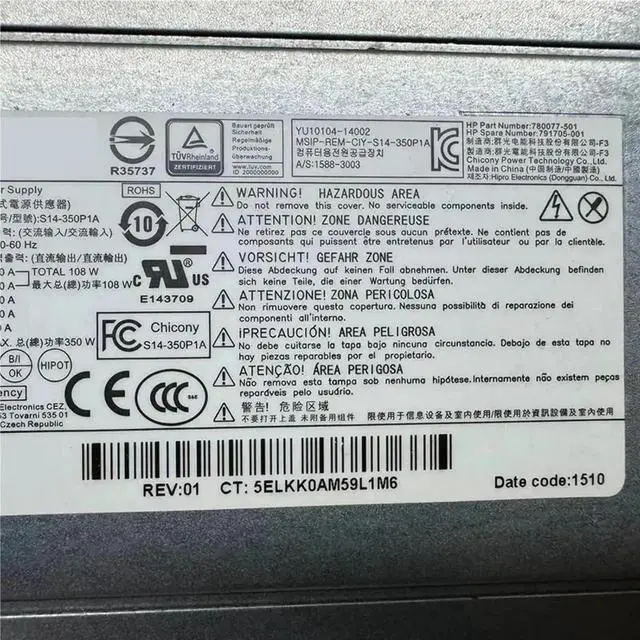Alt view image 4 of 6 - 1pc for ML110 Gen9 350W Power Supply Unit PSU S14-350P1A 780077-501 791705-001