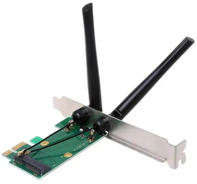 Alt view image 4 of 4 - PCI-E Express to PCI-E Adapter Card Wireless Network Card WiFi Mini 2 Antenna External PC