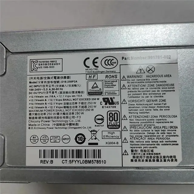 Alt view image 5 of 6 - 250W For 280 282 600 800 G3 400 480 G4 MT Power Supply L08417-004 D16-250P1A L08417-002 D16-250P2A 901761-002