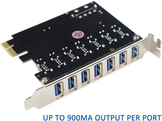 Alt view image 3 of 3 - PCIe to USB 3.0 7-Port PCI Express Expansion Card PCI-E USB3.0 Hub with Molex Power Connector Support UASP Windows 10,8.1,8,7,XP