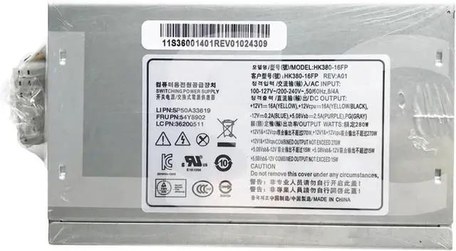 Alt view image 2 of 4 - for M82 M92 H530 M8400T 280W Power Supply HK380-16FP PS-4281-02 FSP280-40EPA 54Y8896 54Y8859 54Y8902 14+4PIN